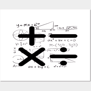 Mathematics Operations, Formulas Posters and Art